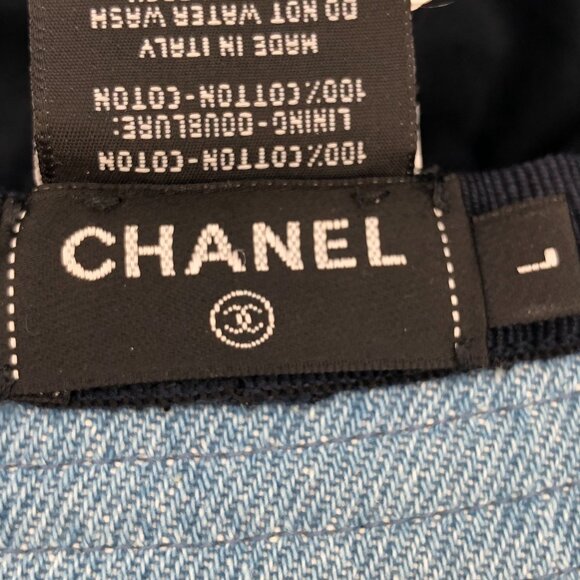 Chanel Blue Cotton Fishermans Bucket Hat W/ Sequin Logo Made In Italy Cap Circum main image 7